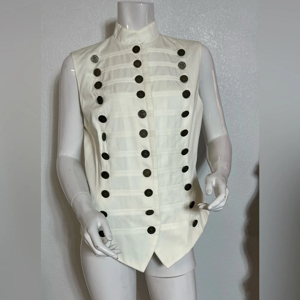 💯cotton Elegant White Buttoned Women's Vest - Picture 1 of 10